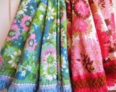 Gather Round the Table... Two Vintage Retro Mod Floral Round Tablecloths Table Cloths