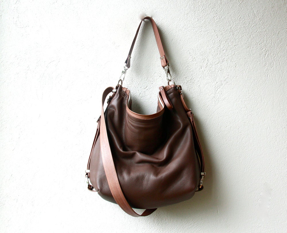 ready to ship price - LARGE HOBO PACK  - 'three in one' - leather backpack