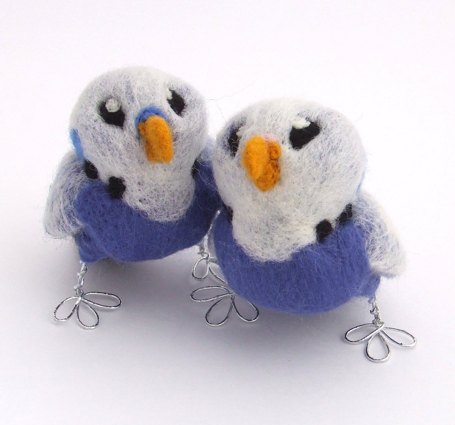 Budgie Needlefelted Bird Dark Blue Pet Budgerigar 1 Supplied