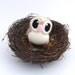 Needlefelted Barn Owl in Soft Beige Felt Bird
