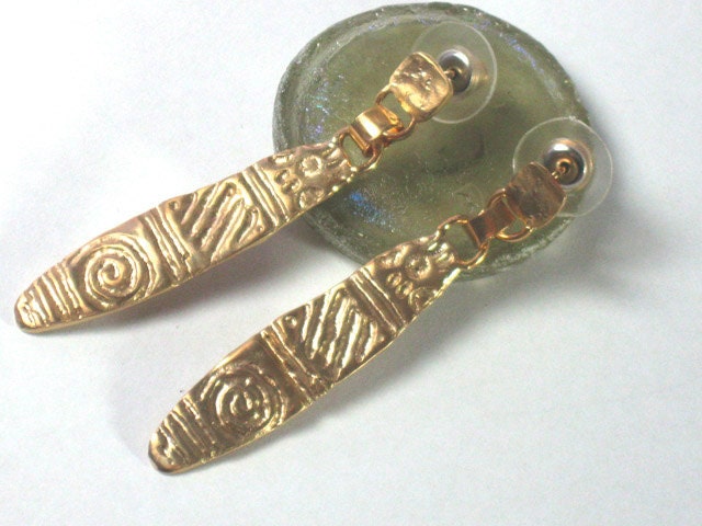 Upcycled Gold Plated Earrings - Gold Plated Brass Dangles