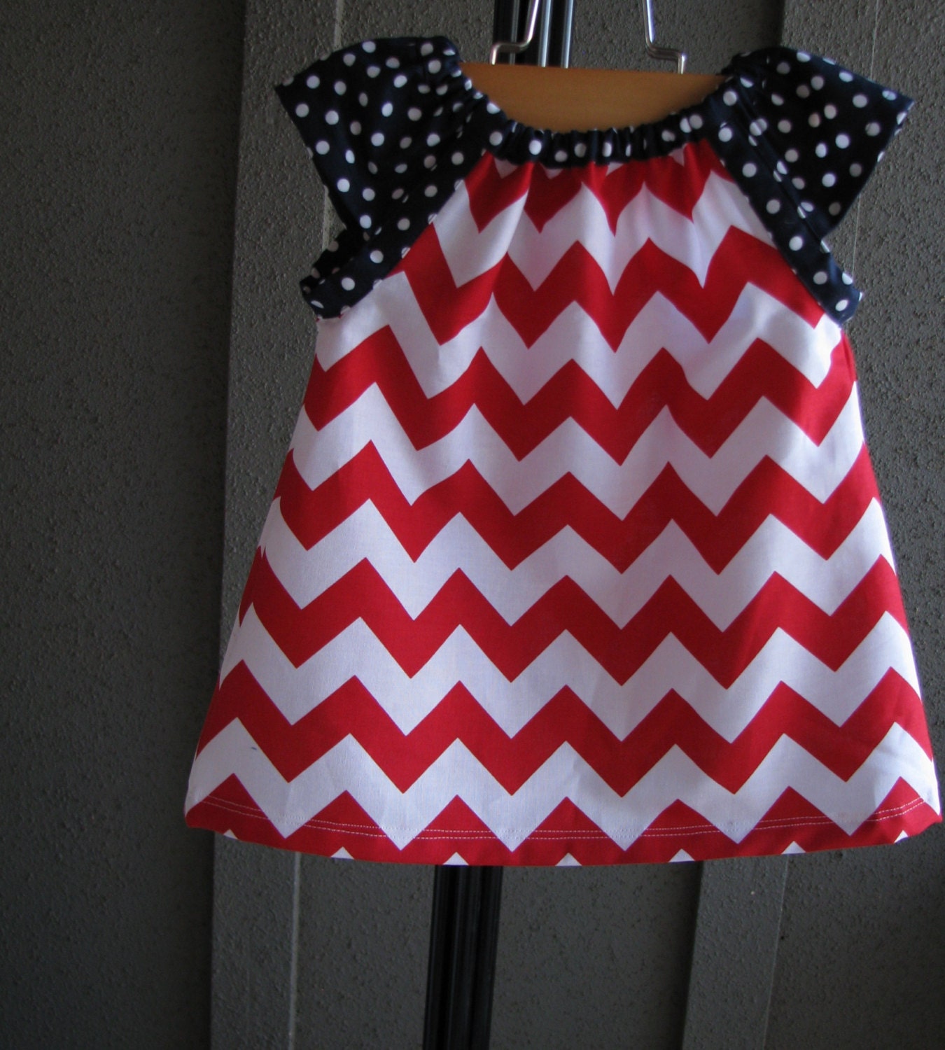 Dress - 4th of July chevron zigzag red white blue girl baby toddler  0-3 months, 3-6, 6-12, 12-18, 18-24, 2T, 3T 4T 5T nautical 4th of July