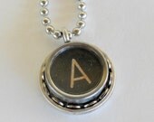 Recycled jewelry, Initial Necklace, Typewriter Key Necklace, the letter A, Vintage, Initial Jewelry,  All Letters Available