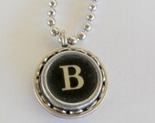 Recycled jewelry, Initial Necklace, Typewriter Key Necklace, the letter B, Vintage, Initial Jewelry,  All Letters Available