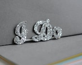 I Do. Bridal Headpiece Words Glitter Fabric Silver Bobby Pin Bridesmaids Handmade Soft Fabric Wedding Free Shipping