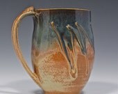 Ceramic Coffee Mug in Green and Blue Caramel Textured