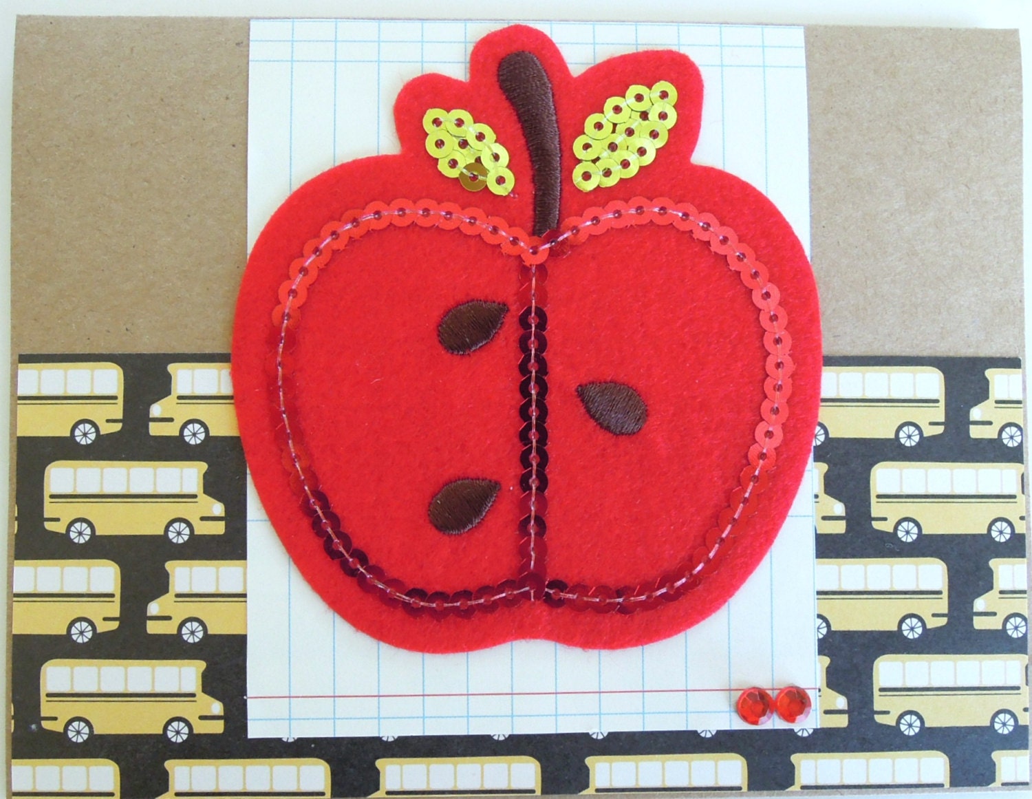 Apple for the Teacher/Bus Driver - Handmade Teacher Appreciation Greeting Card