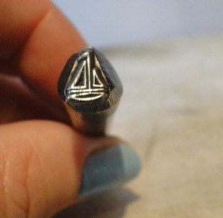 Big Design Stamp - SAILBOAT - 3/8 inch (9.5mm) - includes How to Stamp Metal tutorial - In sTOCK - Ready to sHIP