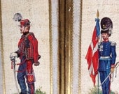 VINTAGE PAINTINGS... matching set of gold leaf art pieces, imported,soldier- military design