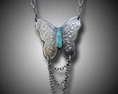 Sterling Silver  Necklace with Koroit Boulder Opal Cab  Butterfly Necklace