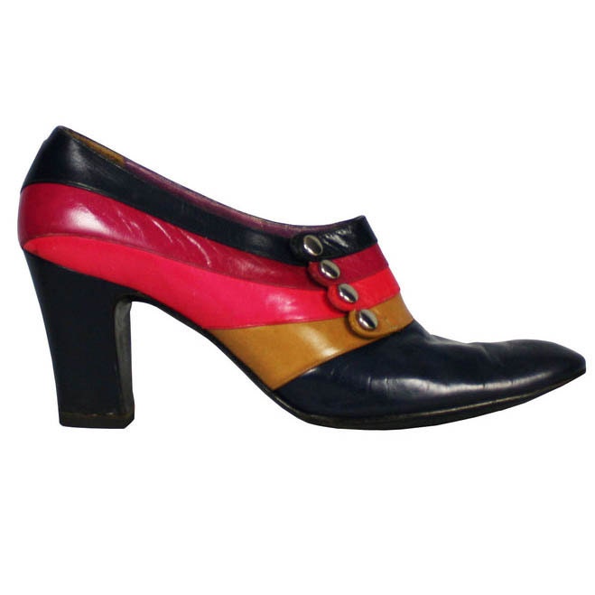 JERRY EDOUARD Jerrold Glam Rainbow Stripe Leather Snap Shoes
