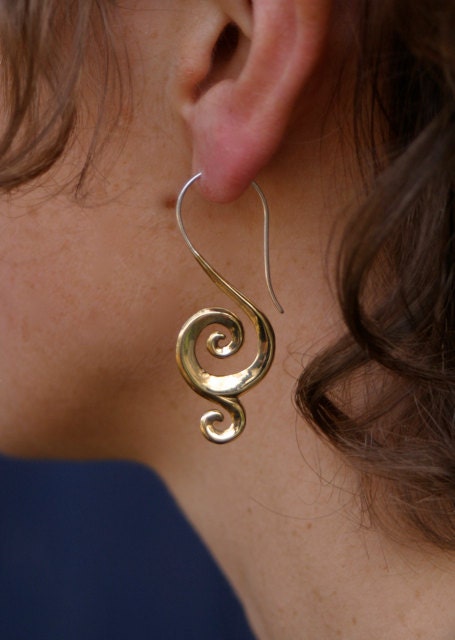 Thrive Earrings - brass with silver earhook