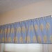 Elephant Ele Window Valance Custom Made in Mist Blue & Putty Grey Ele Print Fabric