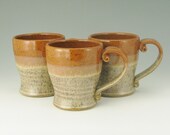 Wheel-Thrown Ceramic 16 Ounce Coffee Mug, Funnel Style Pottery Beer Mug in Cinnamon and Frosty Brown In Stock