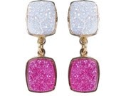 Dara Ettinger CYNTHIA Double Stone Post Brilliant Druzy Earings