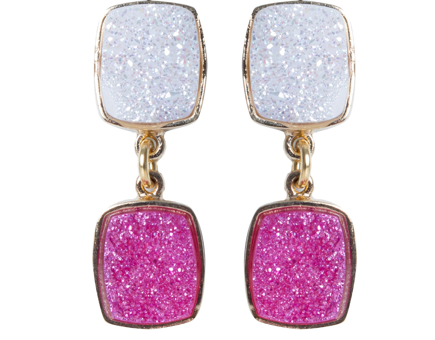Dara Ettinger CYNTHIA Double Stone Post Brilliant Druzy Earings
