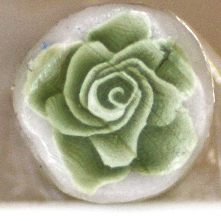 Green Rose Cane, Polymer Clay Flower Cane, Sage Millefiore e462
