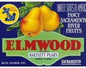 5 Old Vintage PEARS CRATE LABELS