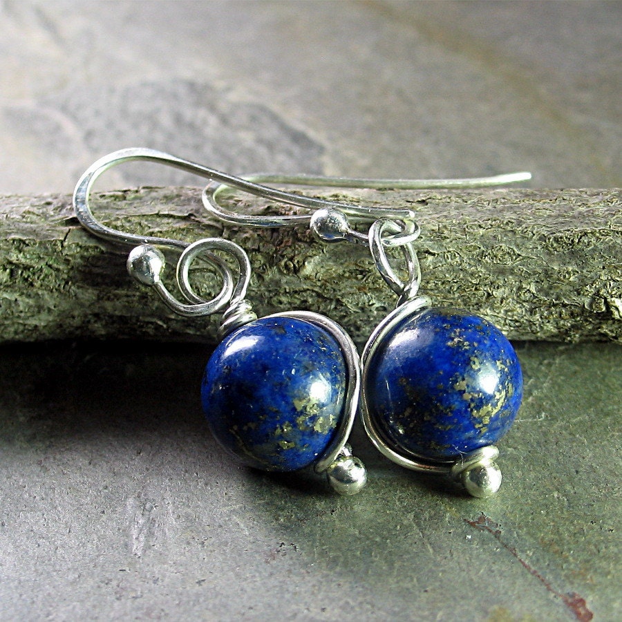 Lapis earrings drop dangle gemstone blue - My Blue Heaven