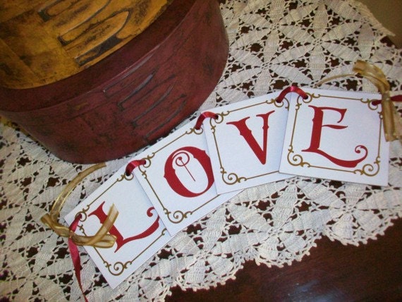 Valentine Love Garland  Hanging Sign Banner