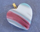 Colorful Heart, Modern Pendant, Fused Glass Heart, Handmade Heart Pendant, Mothers Day Jewelry - Juliet - 3894 -3