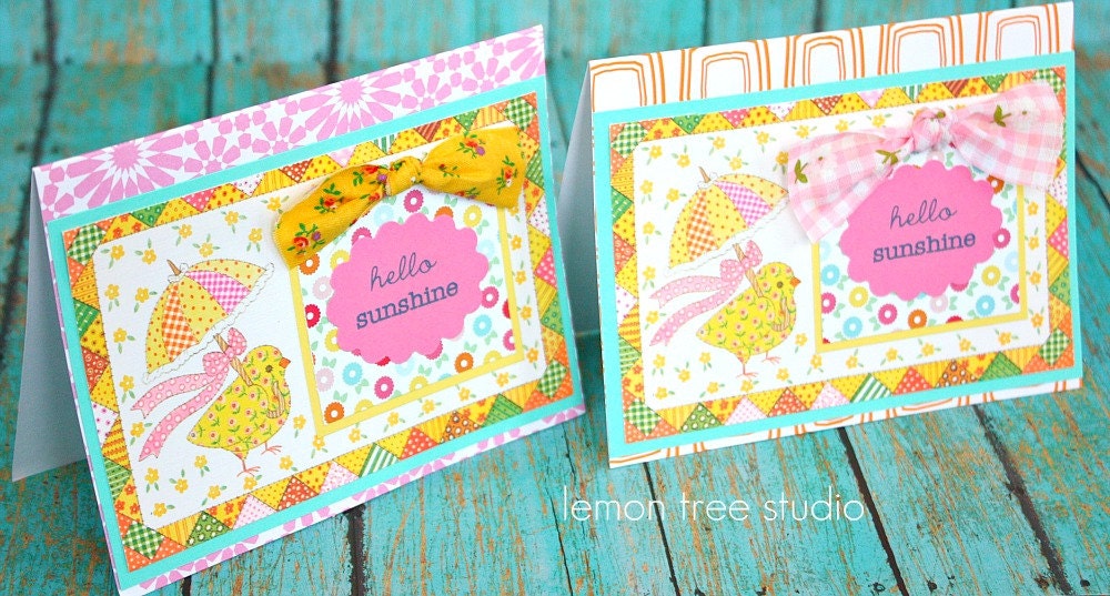 Hello Sunshine -- A Sweet Set of Handmade Vintage Greeting Cards