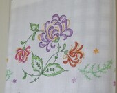 Recycled Vintage Pillowcase to Upcycled Tea Towel - Bouquet - Homespun Home Decor