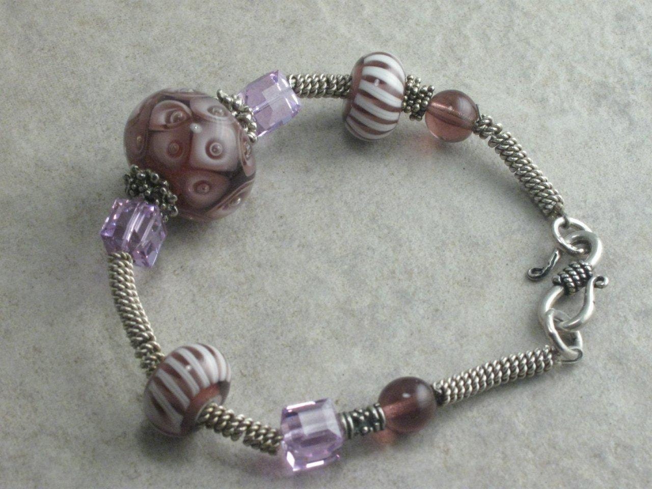Wisteria --- Beaded Sterling Silver Bracelet