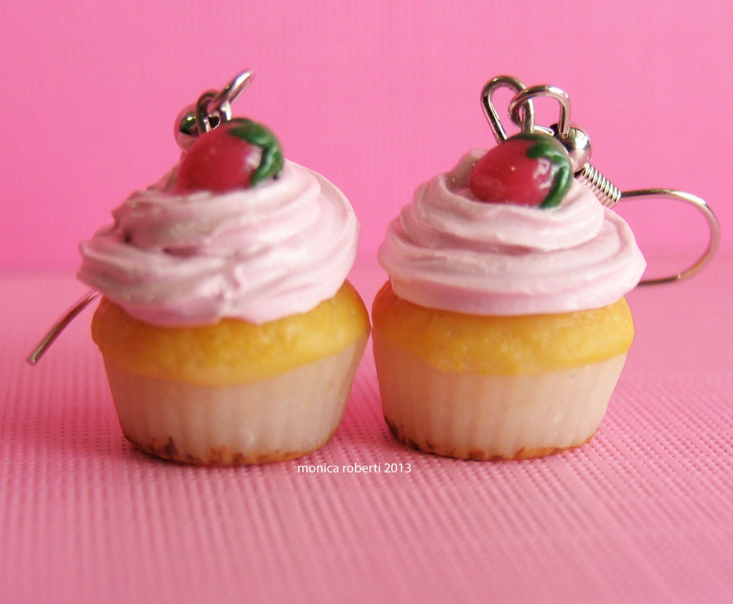 Strawberry Shortcake Cupcake Earrings - IN STOCK
