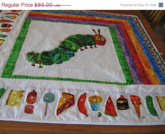 Baby Quilt Sale Modern Caterpillar Quilt or Wallhanging