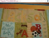 Baby Quilt Sale Growth Chart  for Boy with Nancy Halvorsen Mischief Fabric Personalized with Child's Name