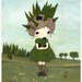Bear Print Forest Girl Tree Whimsical Wall Art---Little Forest Bear Care