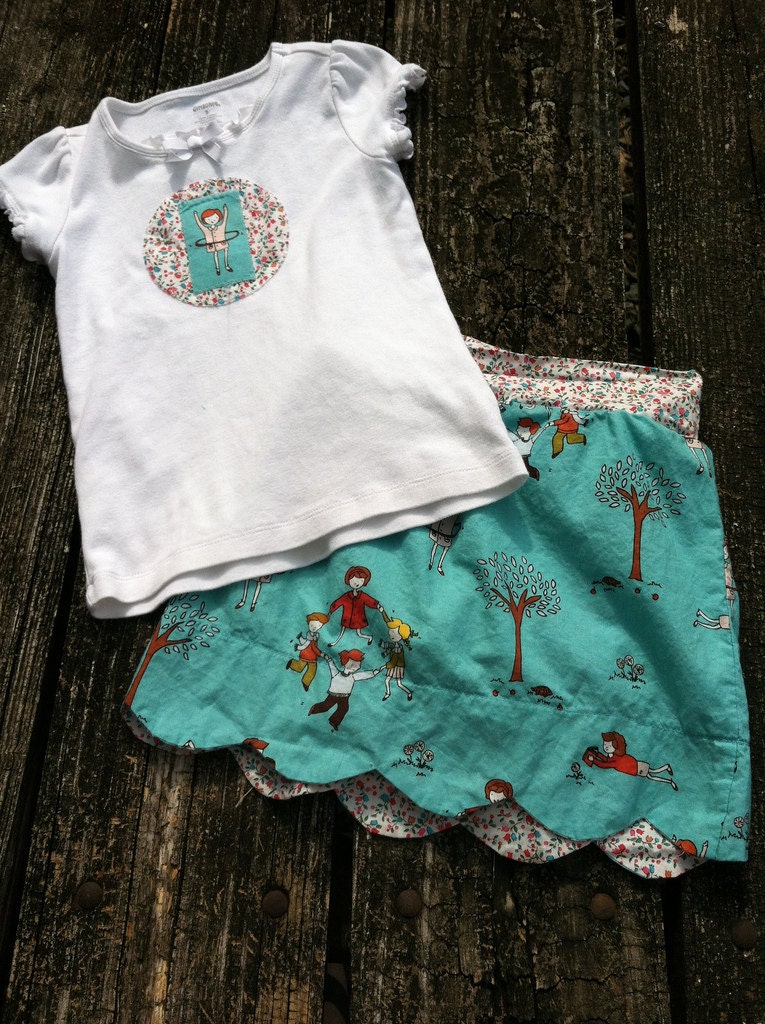 Oliver and S badminton skort with matching applique tee size 5 made from aneela hoey little apples