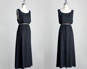Black Maxi Dress 1990s Vintage Simple Minimalist Black Maxi Sun Dress