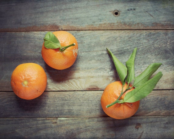 Fruit Still Life Photography - dark gray wood, rustic kitchen, tangerines, fine art food photography print 8x10 - "Clementines"