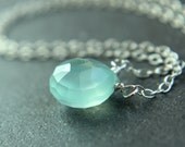 Aqua Blue   Necklace -    Chalcedony Necklace  -  Sterling  Silver -  Handmade Jewelry -   Drop Necklace -  Turquoise - Gemstone Jewellery