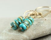 Turquoise  Earrings - Gold Filled -   Birthstone Earrings -  Gemstone  -   Handmade  Jewelry -  Turquoise  Jewelry