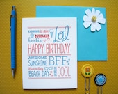 Happy Birthday BFF - letterpress card