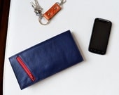 Leather Travel Wallet - The Stella Slim Travel Wallet Clutch in Royal Blue
