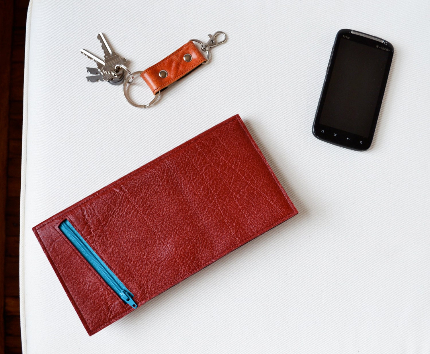 Large Leather Travel Wallet - The Stella Travel Wallet Clutch in Rust Red