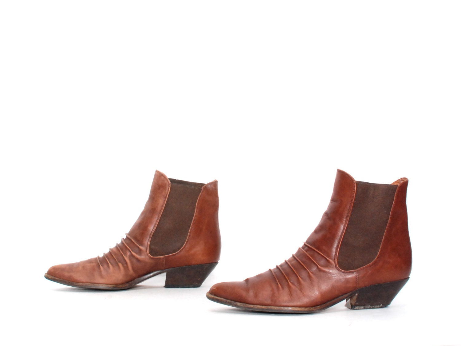 size 9 CHELSEA brown leather 80s SOUTHWEST high ankle slip on boots made in ITALY