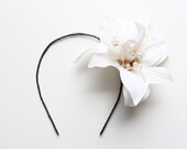 Bridal floral band, Ivory flower head piece, headband, lily