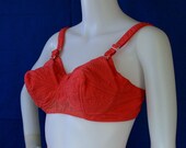 50s Hand Dyed Salmon Pink Circle Stitch Bullet Bra, 34 C - Vintage Lingerie