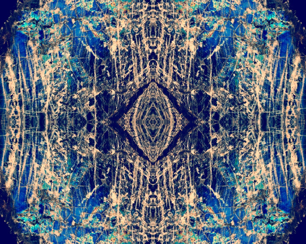Labradorite Mineral Photograph 8x10 psychedelic kaleidoscope trippy pattern cobalt blue diamond vibrant colorful wall art decor cream