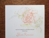 Floral Bridal Shower Luncheon Brunch Invitation -- Pink Roses