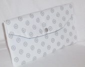 Bridesmaid Clutch /SALE and FREE SHIPPING / Foldover Clutch / Chelsea Premier Prints / Gift Idea / Grey (gray) & White / Ready to Ship
