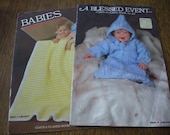 2 Vintage Coats and Clark Knit & Crochet Baby Pattern Booklets