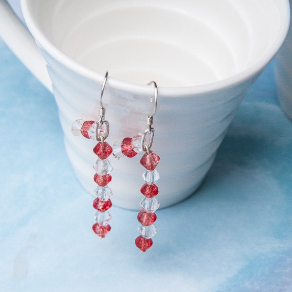 Red and white candy cane earrings