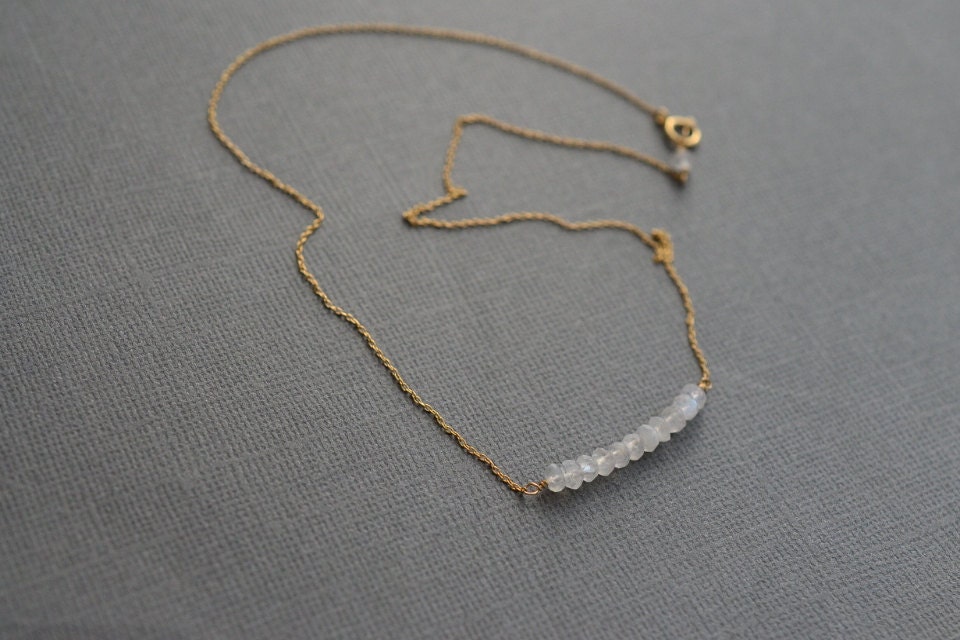 Minimalist Delicate Moonstone Gold Necklace