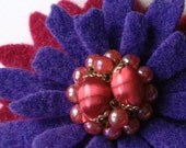 One Of A Kind - Repurposed Felted Wool Brooch -  My Fushia Valentine